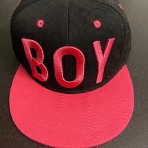 Pink BOY snap back hat